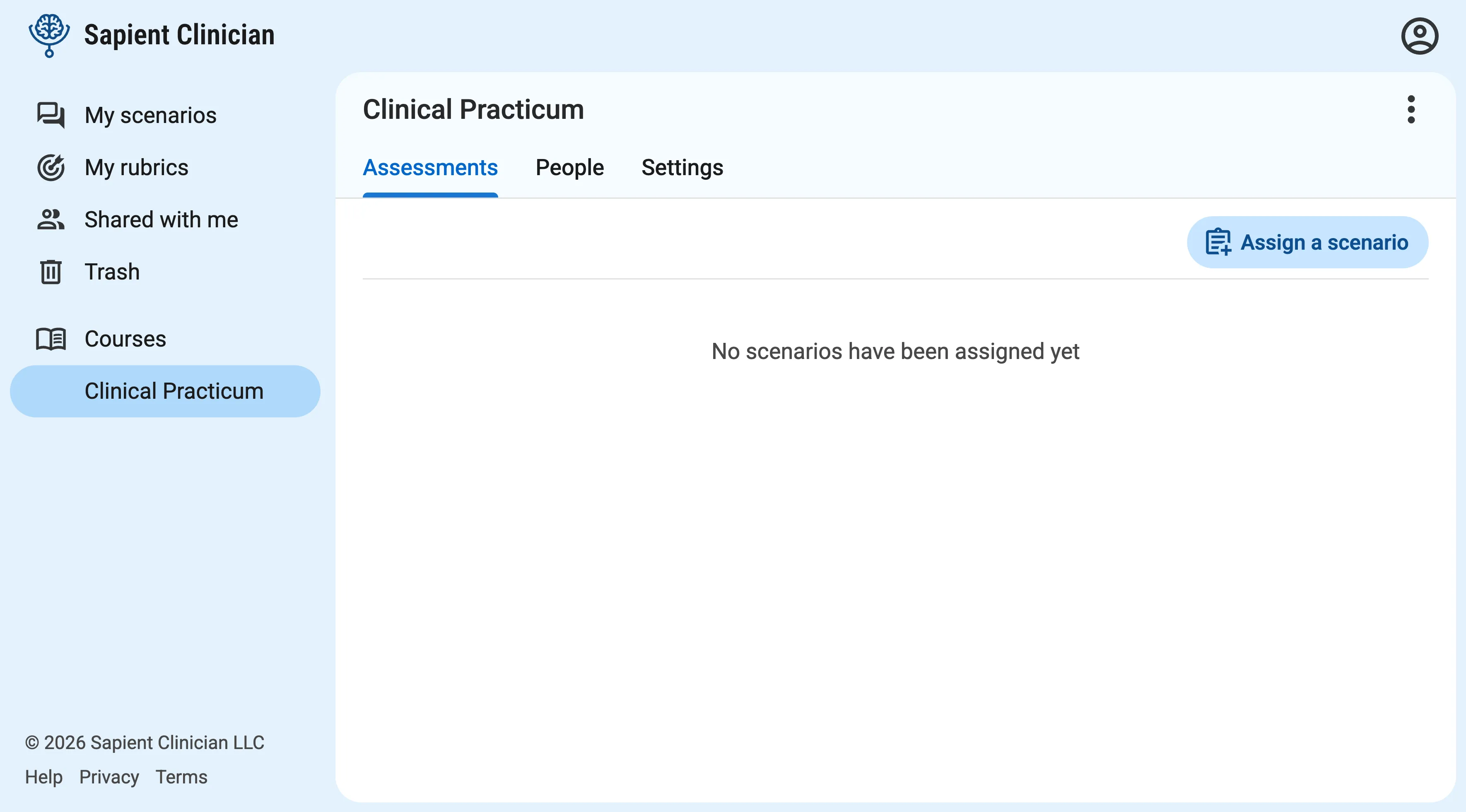 Assessments tab of a course