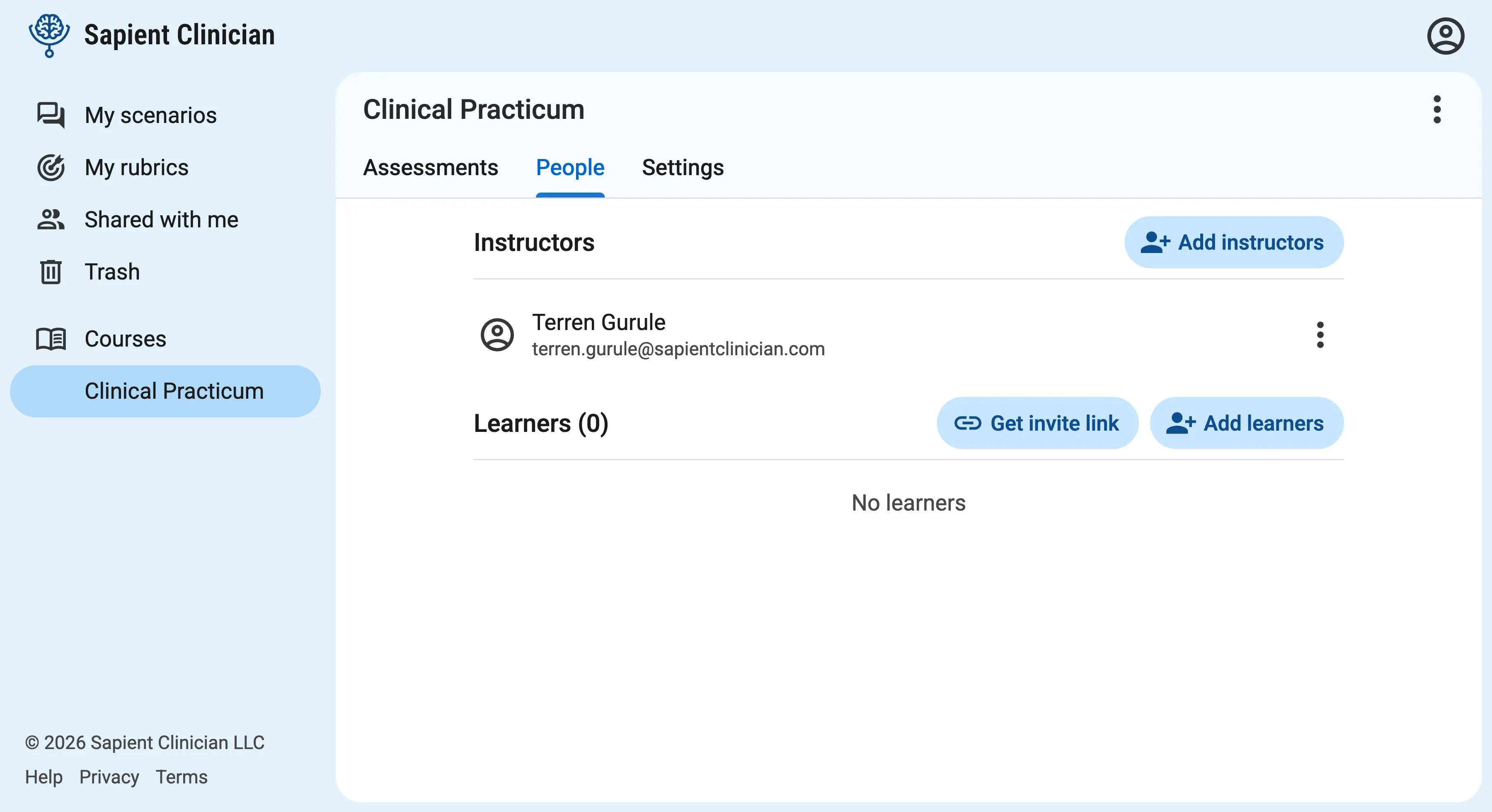 People tab of a course